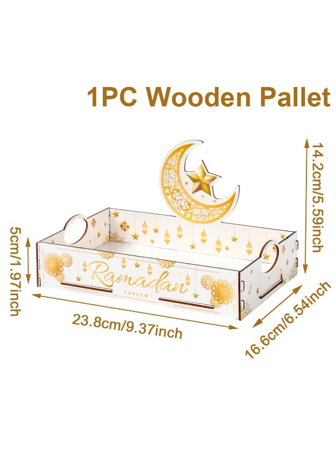 The BZ Company Ramadan Wooden Serving Tray - Ramadan Decoration - Eid Decoration Ramadan Table Decor - Dessert & Dates Tray for Iftar Party Serving - Display Holder Decoration Ornament - Ramadan Home Decoration - Image 2